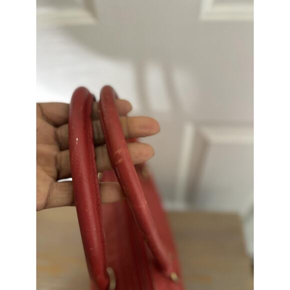 Vintage Fendi Handbag Womens Red Leather FF Logo Boston Satchel Made Italy 80s - Picture 8 of 16